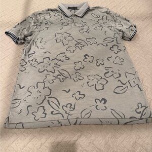 G/FORE Gray Floral Polo Shirt